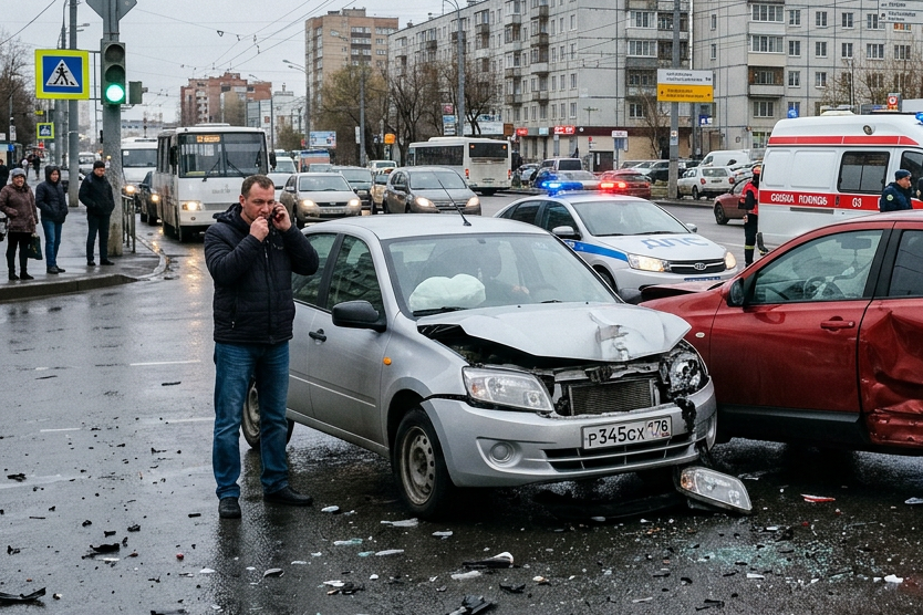 ДТП на перекрестке.