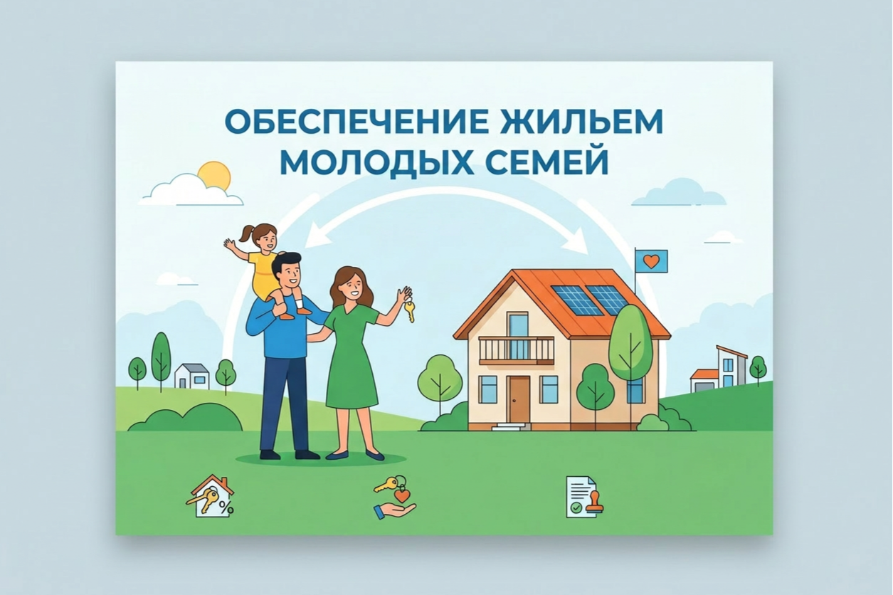 молодая семья возле дома.